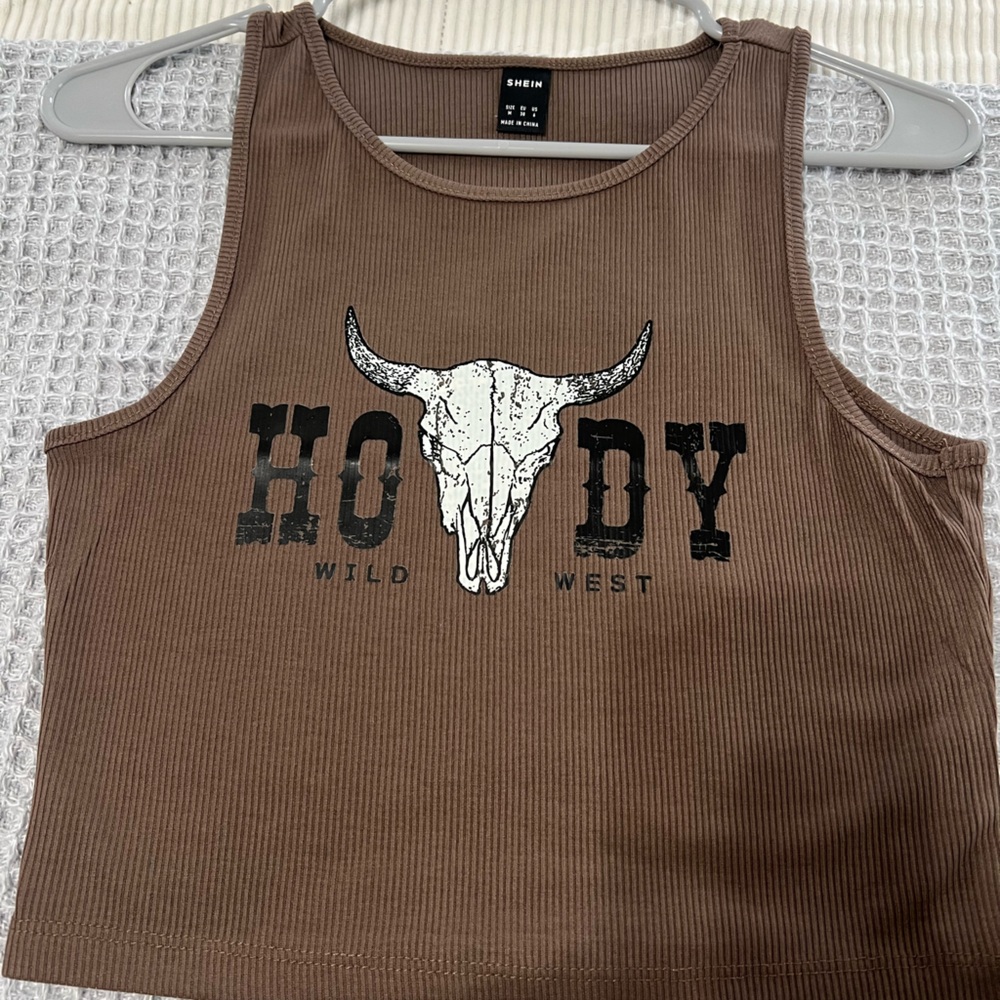 Brown HOWDY Wild West Tank Top